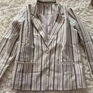 Cream and blue striped blazer